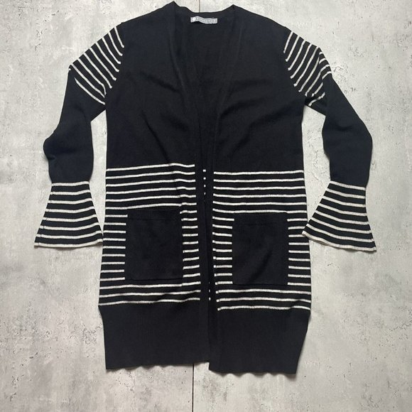 InCashmere Sweaters - InCashmere Poncho Ruana Womens Sz S Sweater Wrap Black‎ Striped  100% Cashmere
